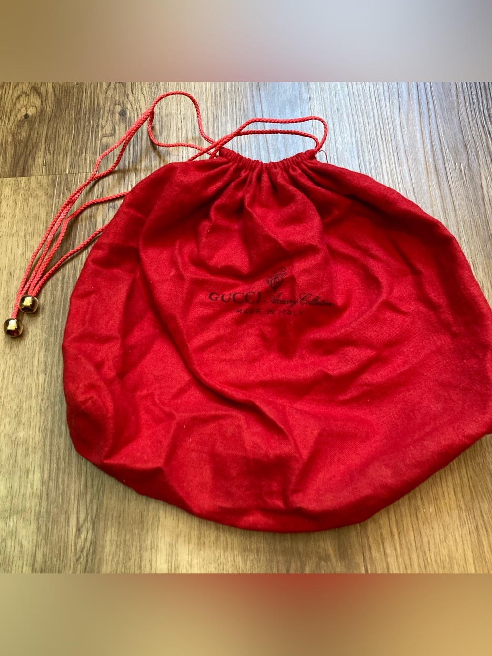 Vintage Gucci Accessory Collection Red Cotton Drawstring Dust Cover Bag